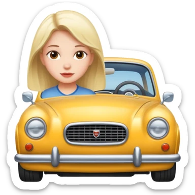 Girl with car sticker