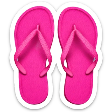 Realistic hot pink pair of summer flip flops isolated. sticker