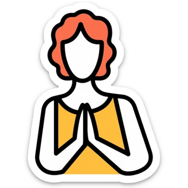Person with hands folded, praying and talking to God, divine connection sticker