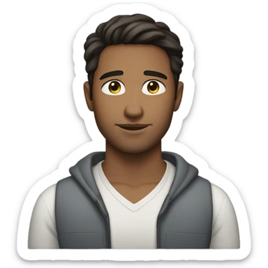 Handsome 30 year old man with dark brown hair eyes closed sticker