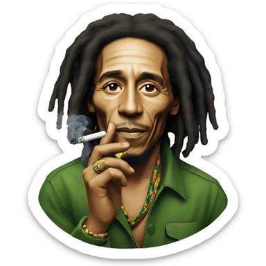 Bob Marley smoking with Sativa sticker