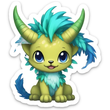 colorful anthro horned Royal vernid fursona Fakemon sticker