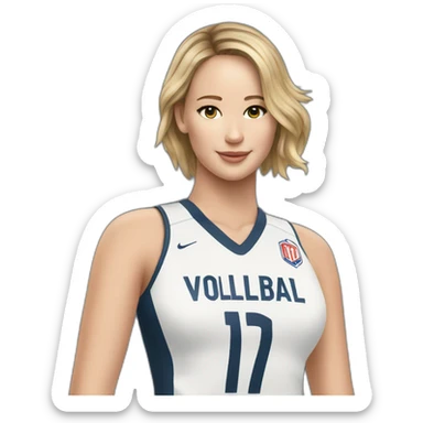 jennifer lawrence wearing volleyball jersey sticker