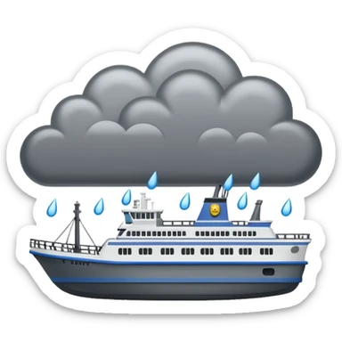 Rain cloud that sprinkles ferry boats sticker