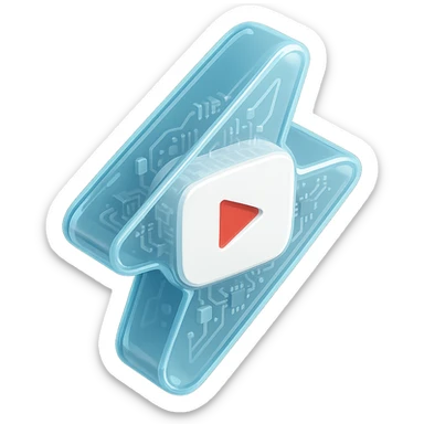 white YouTube play button inside a ligthning box sticker