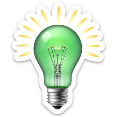Draw me an emoji - a chemical green bulb that will point the finger up on a white background, as in the picture. sticker