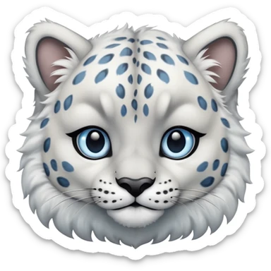 more Deformed cute Snow leopard-Eyes are long and blue sticker