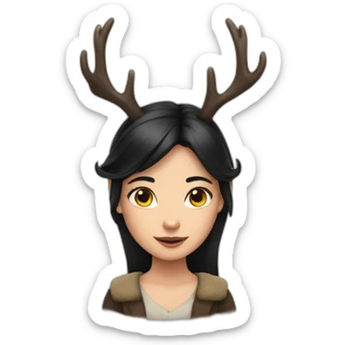 Girl with deers horns with long black hair sticker