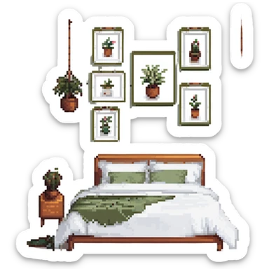 olive green bedroom plants with frames sticker