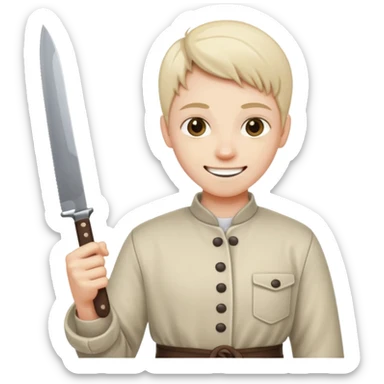 Normal emoji laughing with a knife sticker
