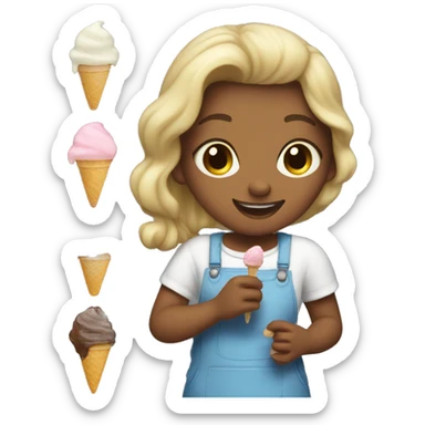 girl scooping ice cream  sticker