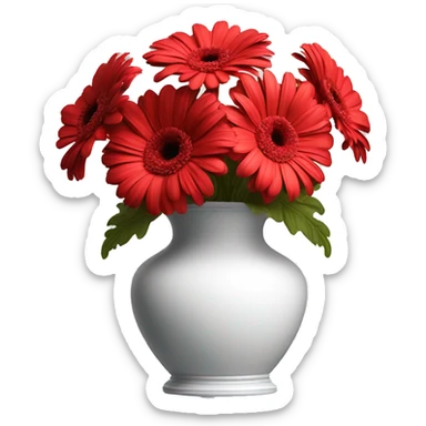 red gerberas in a white vase baroque style sticker