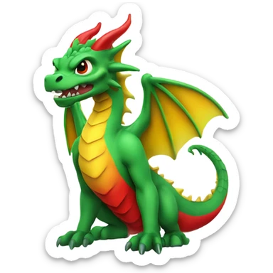  graoully dragon, green body and red back and green and yellow wings sticker