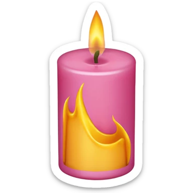 Draw a pink candle with a flame on it from a top-down view. sticker