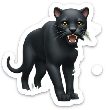 black pantera animal with a sharp tooth behind a bush sticker