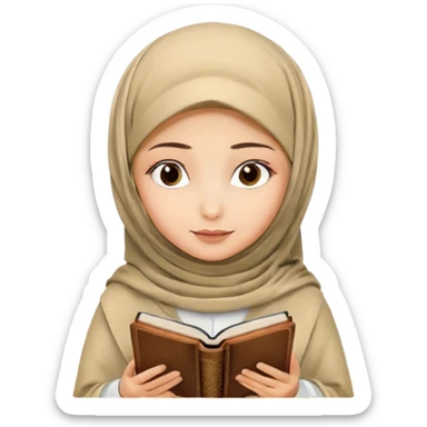 Turkish blonde Hijabi girl reading quran beautiful finish  sticker