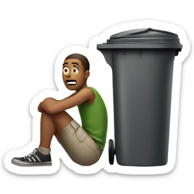 A man that has been throw in a bin  sticker