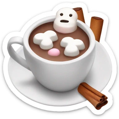 being cup of hot chocolate with marshmallows and cinnamon sticker