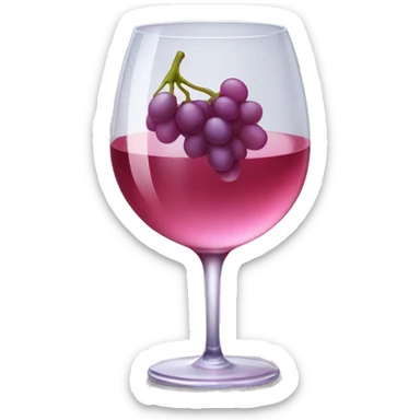 transparent wine glass filled with pink-red liquid with grapes  sticker