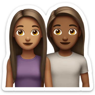 two friends with straight brown hair  sticker
