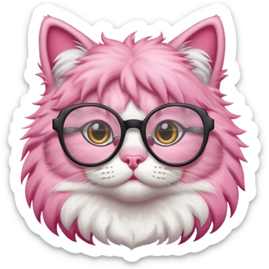 pink cat with glasses sticker