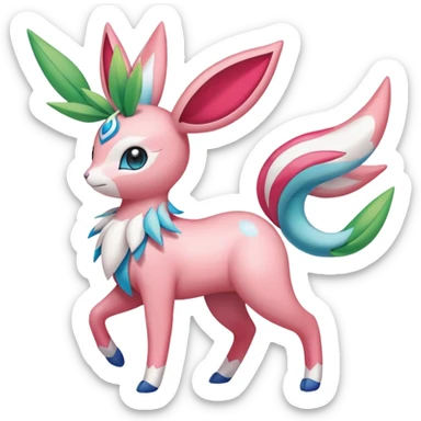 Shaymin-Sylveon-Meloetta-Milotic-Amaura-Pokémon-Fakémon-fusion, full body sticker