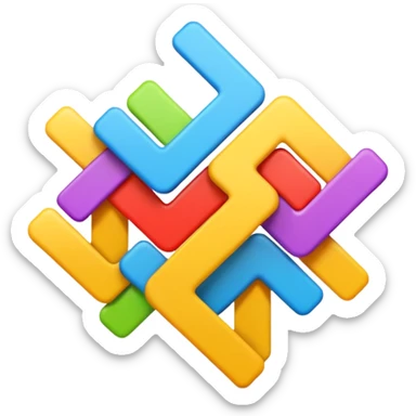 abstract depiction of Tenacity in emoji style, interlocking square forms, sense of upward movement sticker
