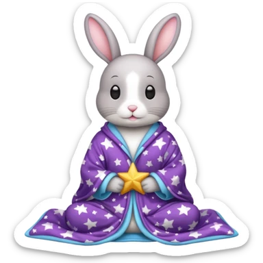 bunny with star pajamas and blanket sticker