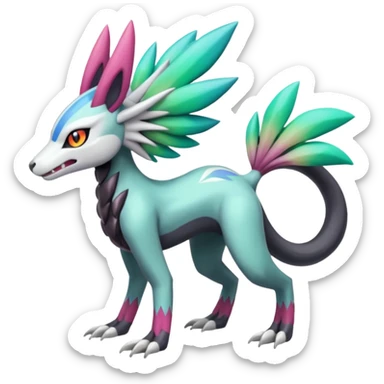 Meloetta-Sergal-Palkia-hybrid-fusion-Fakémon-creature, full body sticker