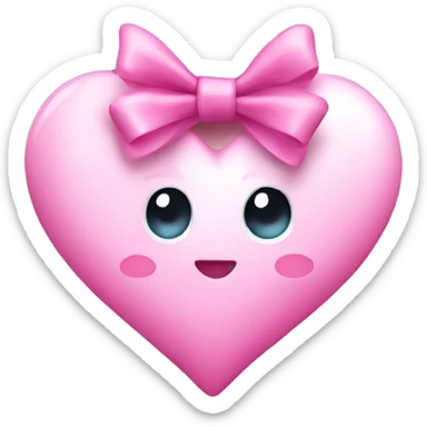 a cute pink heart with a pink bow sticker