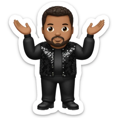 Fatman Scoop with dark brown hair, black sequin outfit sticker