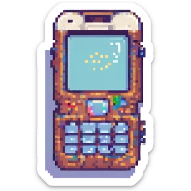 1990s brick cell phone, pixel art style sticker