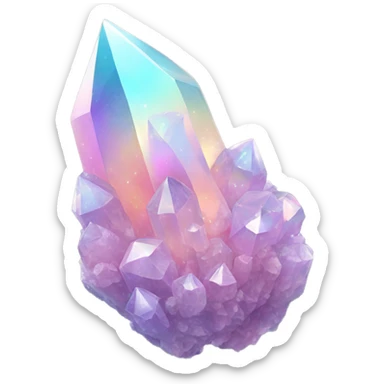 Pastel iridescent nebula crystal cluster long crystals  sticker