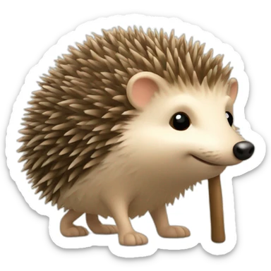hedgehog walks with a stick sticker
