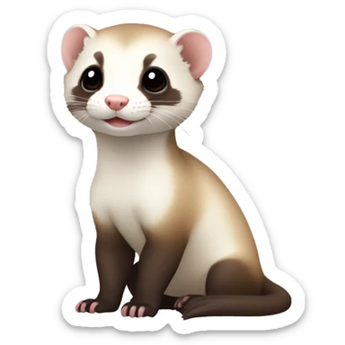 baby ferret with white body and face and brown legs sticker