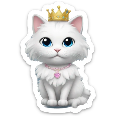 fluffy cat in a princess dress  sticker