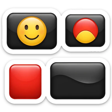 A wawy black and a red rectangle and a yellow circle sticker