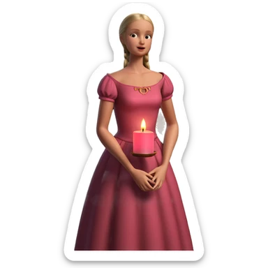 girl in pink dress with candle sticker