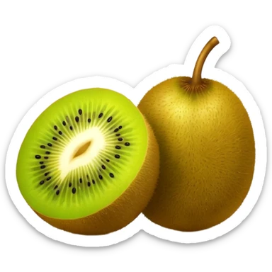 golden kiwi fruit, whole fruit, shiny, yellow-green sticker