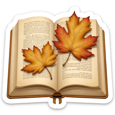 beige autumn open book with leaves on it sticker