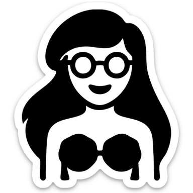 Upper body of Ariel, the Little Mermaid, with black hair and thin round Miu Miu glasses sticker
