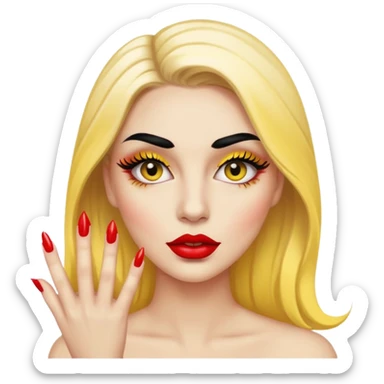 Baddie with nails and lashes ios yellow face big lips big long lashes  sticker