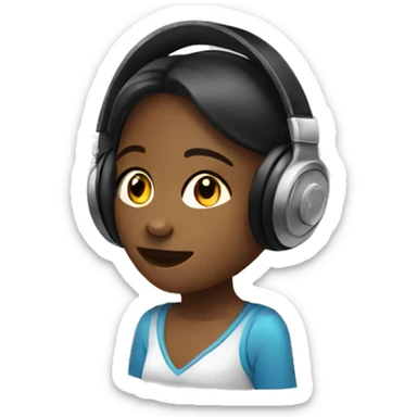 Girl listening a music on headphones  sticker