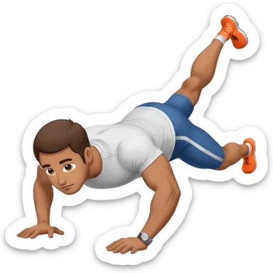 White man 2day stubble brown hair doing pushups  sticker