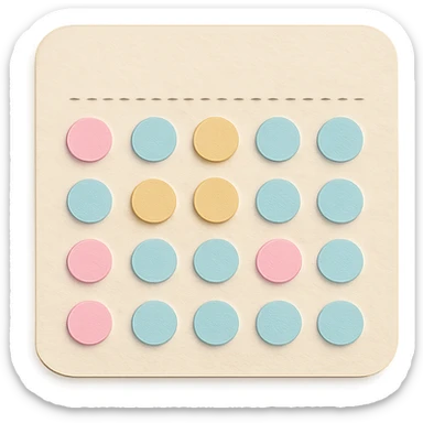 soft pastel gentle habit tracker grid with rounded corners and delicate dotted lines sticker