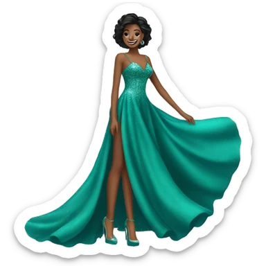 prom dress on manican long with train glittery teal sticker