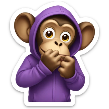 monkey picking his nose wearing a purple hoodie sticker