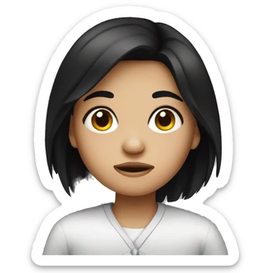 Sick girl with black hair sticker