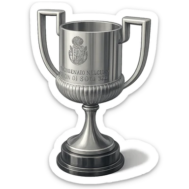 Фотореалистичный и изометричный кубок List of Copa, объемный чуть слегка рисованный стиль, прозрачный фон sticker