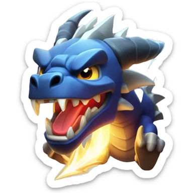 Clash of clans style emoji with a lightning dragon, with the words saying “thunderstruck” sticker
